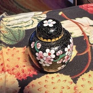 Chinese Cloisonné Enamel and Brass Cherry Blossoms Ginger Jar